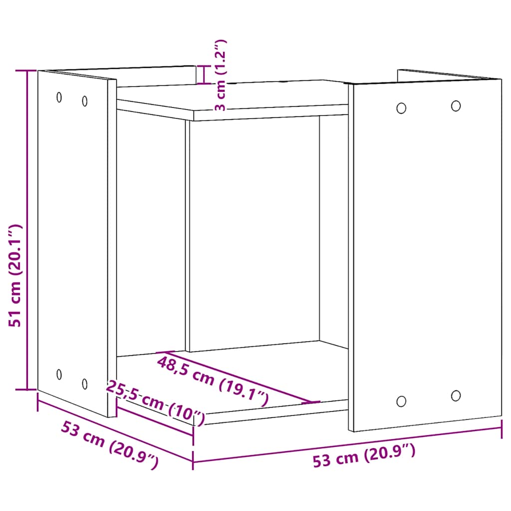 toiletskjuler kattebakke 53x53x51 cm konstrueret træ antikt træ