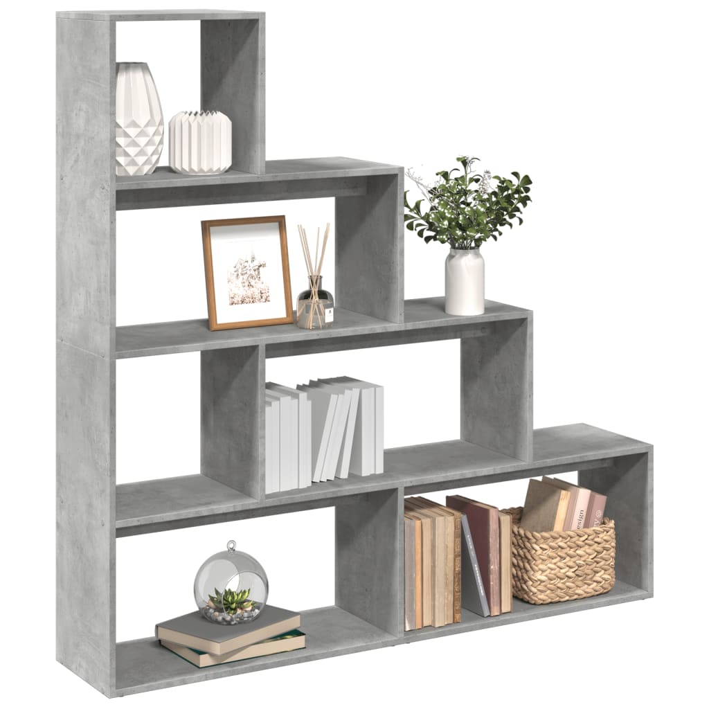 bogreol/rumdeler 143,5x29x143,5 cm konstrueret træ betongrå billede