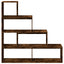 bogreol/rumdeler 143,5x29x143,5 cm konstrueret træ røget eg