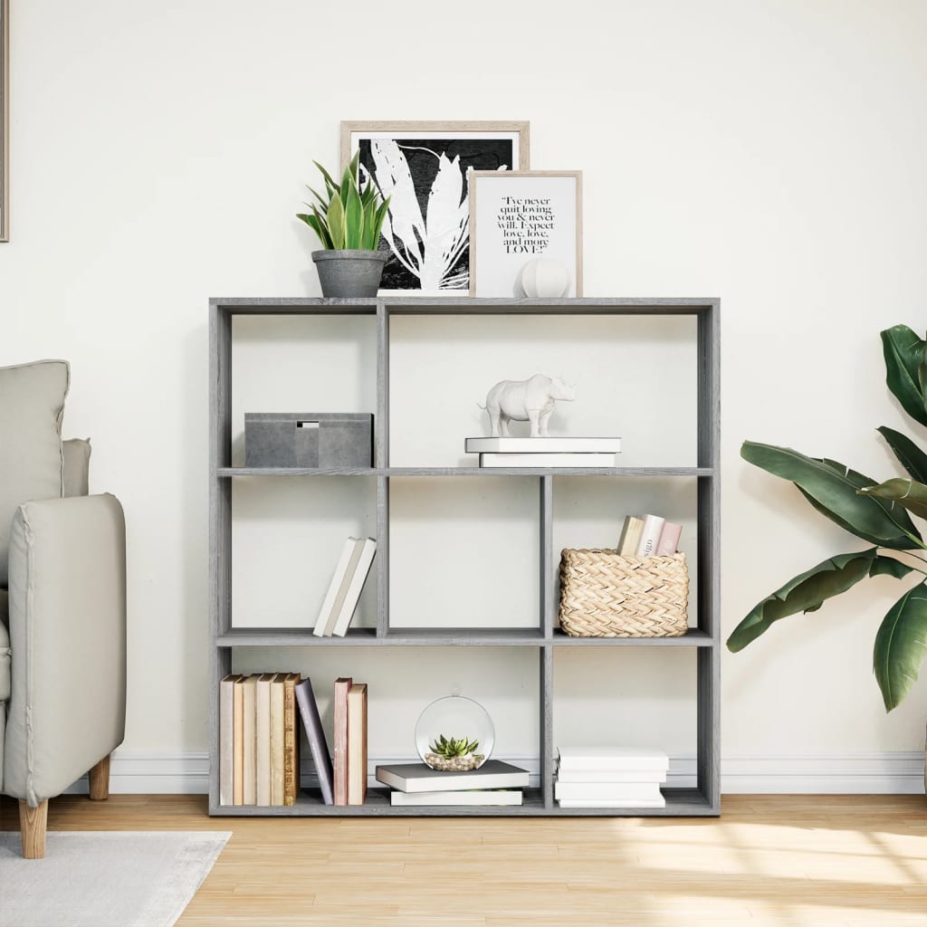 bogreol/rumdeler 102x29x103,5 cm konstrueret træ grå sonoma-eg