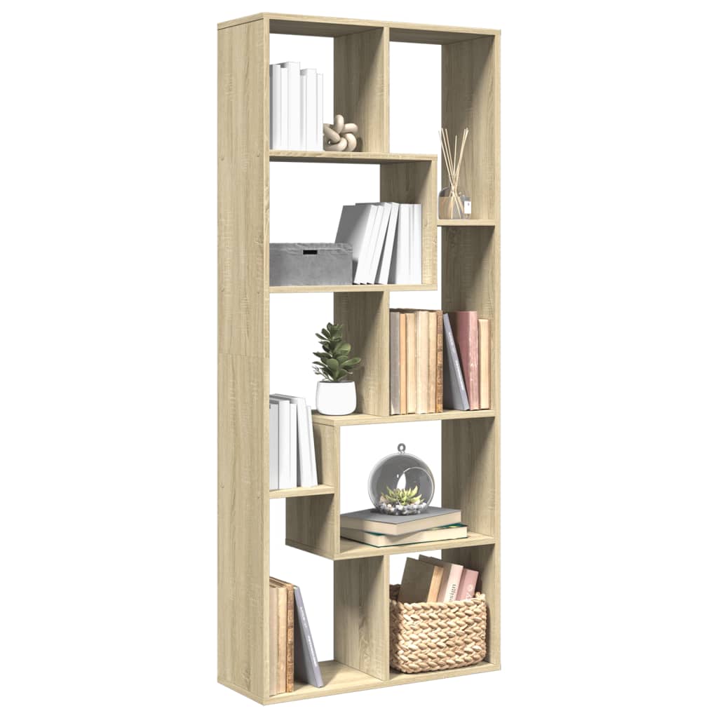 bogreol/rumdeler 67x25x161,5 cm konstrueret træ sonoma-eg billede