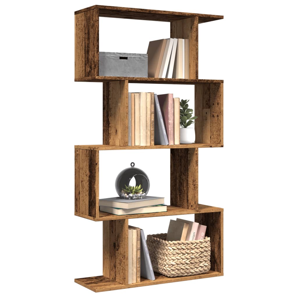 bogreol/rumdeler 70x24x129 cm 4 niveauer konstrueret træ billede