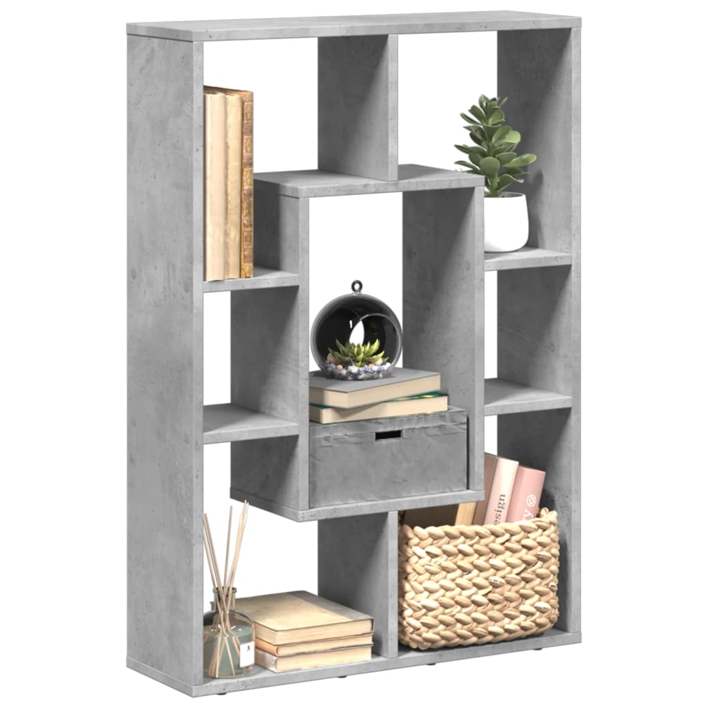 bogreol 63x20x90 cm konstrueret træ betongrå billede