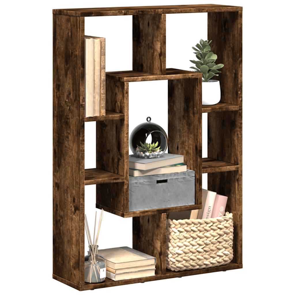 bogreol 63x20x90 cm konstrueret træ røget egetræsfarve billede