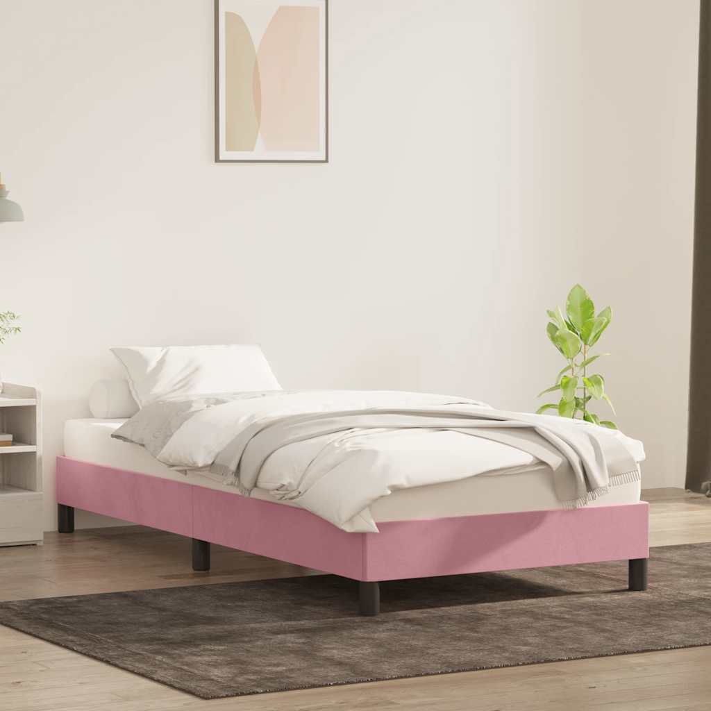 sengeramme uden madras 90x210 cm fløjl lyserød