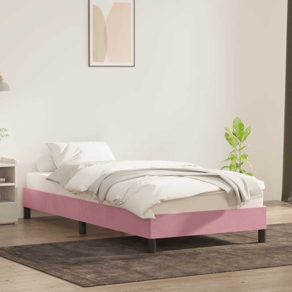 sengeramme uden madras 100x210 cm fløjl lyserød
