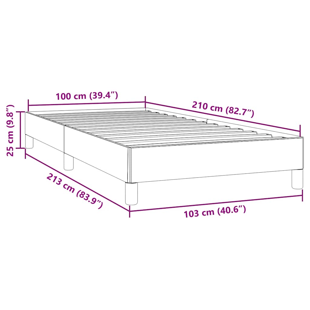 sengeramme uden madras 100x210 cm fløjl lyserød