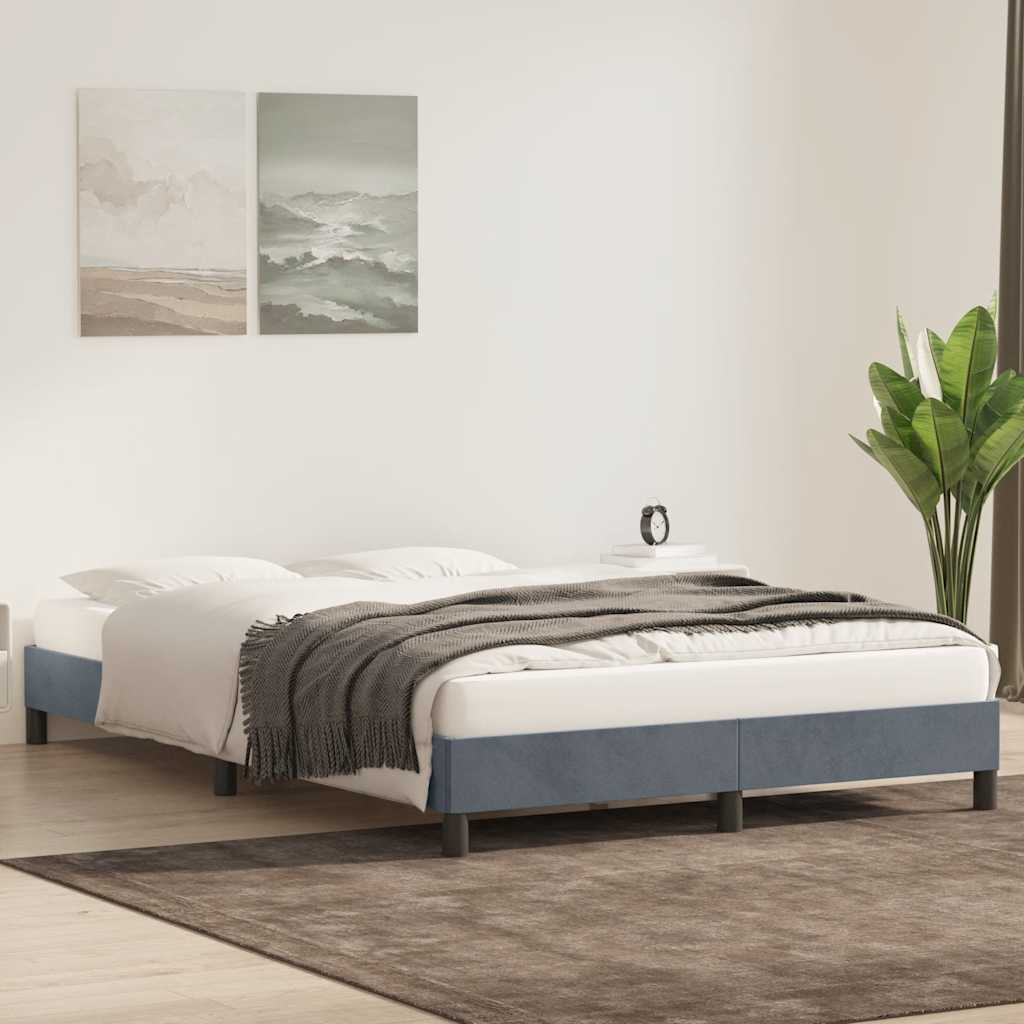Sengeramme uden madras 140x210 cm fløjl mørkegrå