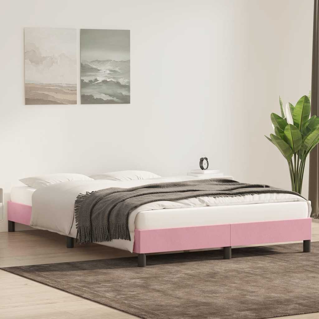 sengeramme uden madras 140x210 cm fløjl lyserød