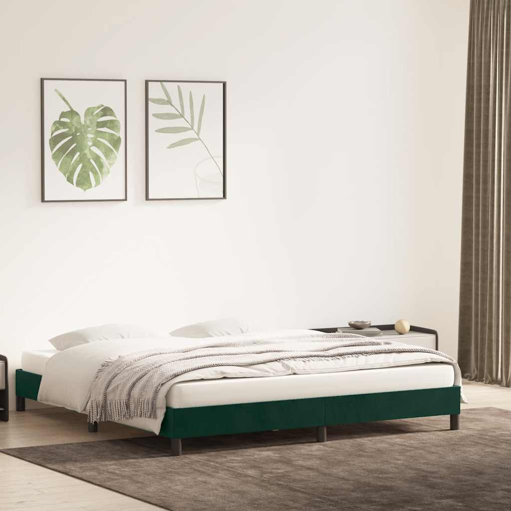 sengeramme uden madras 180x210 cm fløjl mørkegrøn