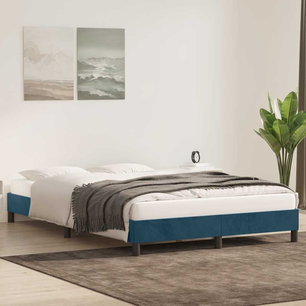 sengeramme uden madras 160x220 cm fløjl mørkeblå