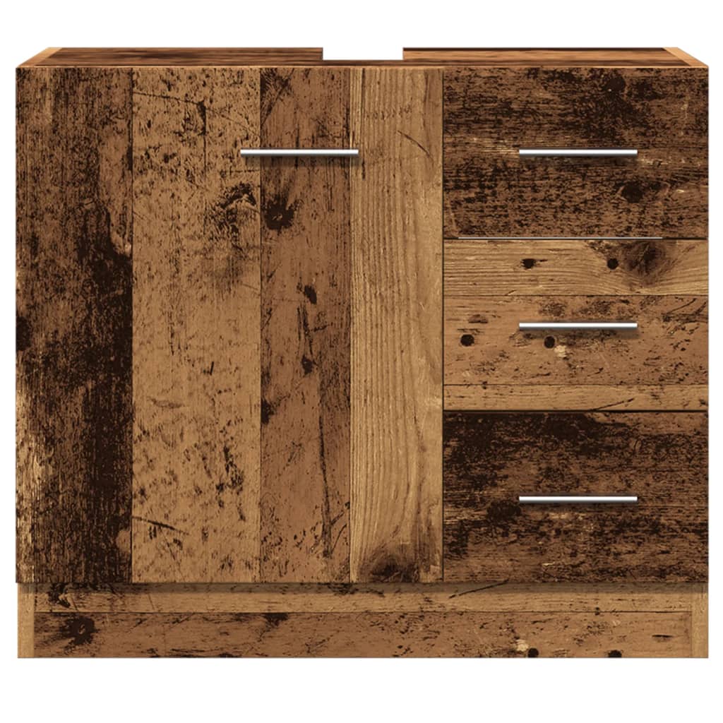 underskab til håndvask 63x30x54 cm konstrueret træ gammelt træ