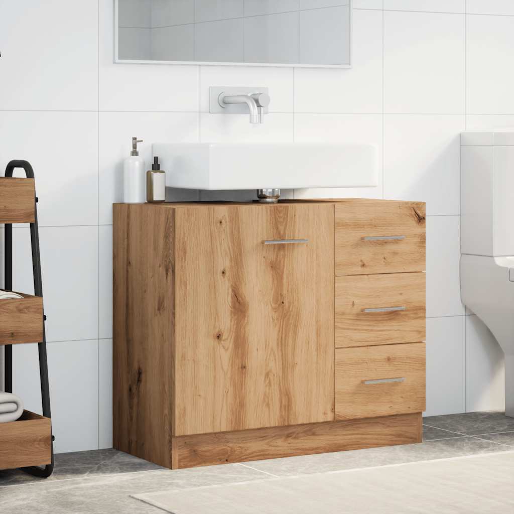 underskab til vask 63x30x54 cm konstrueret træ gammelt eg