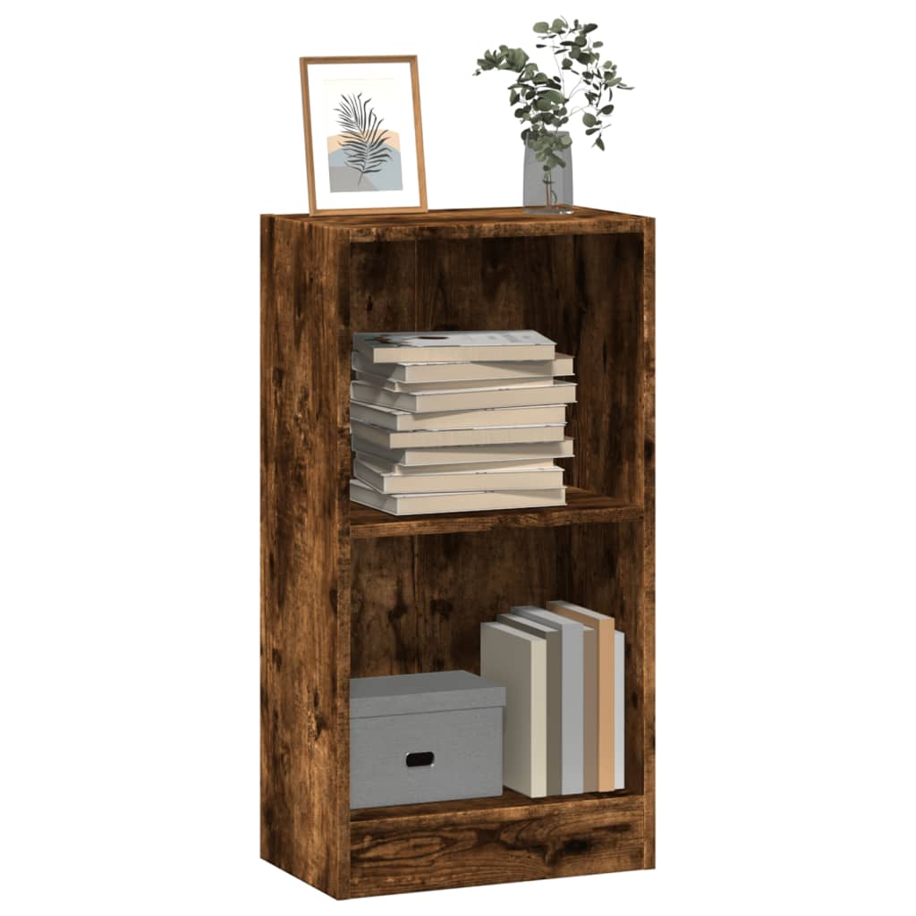 bogreol 40x24x76 cm konstrueret træ røget egetræsfarve billede
