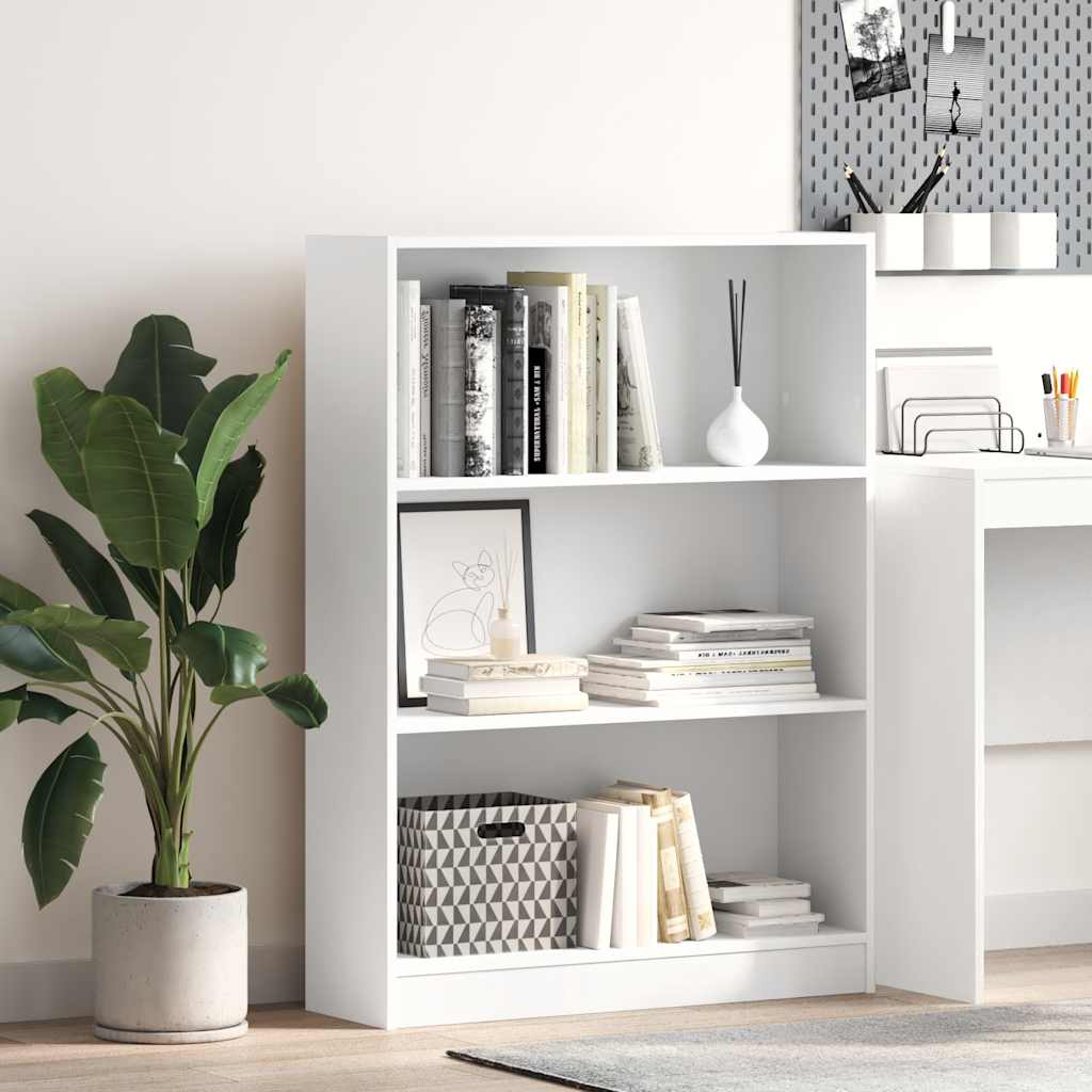 bogreol 80x24x109 cm konstrueret træ hvid billede