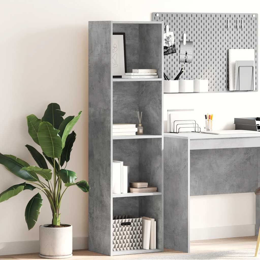 bogreol 40x30x152 cm konstrueret træ betongrå billede