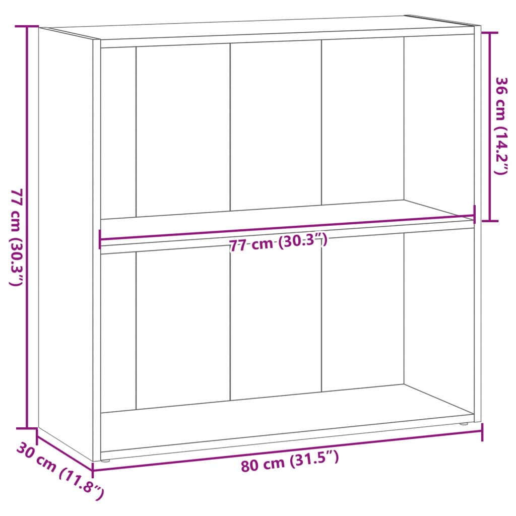 bogreol 80x30x77 cm konstrueret træ egetræsfarve