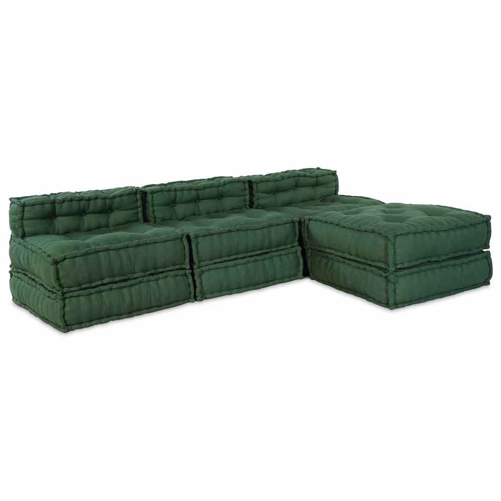 Modulssofa Enhed 4 pcs Grøn Stof