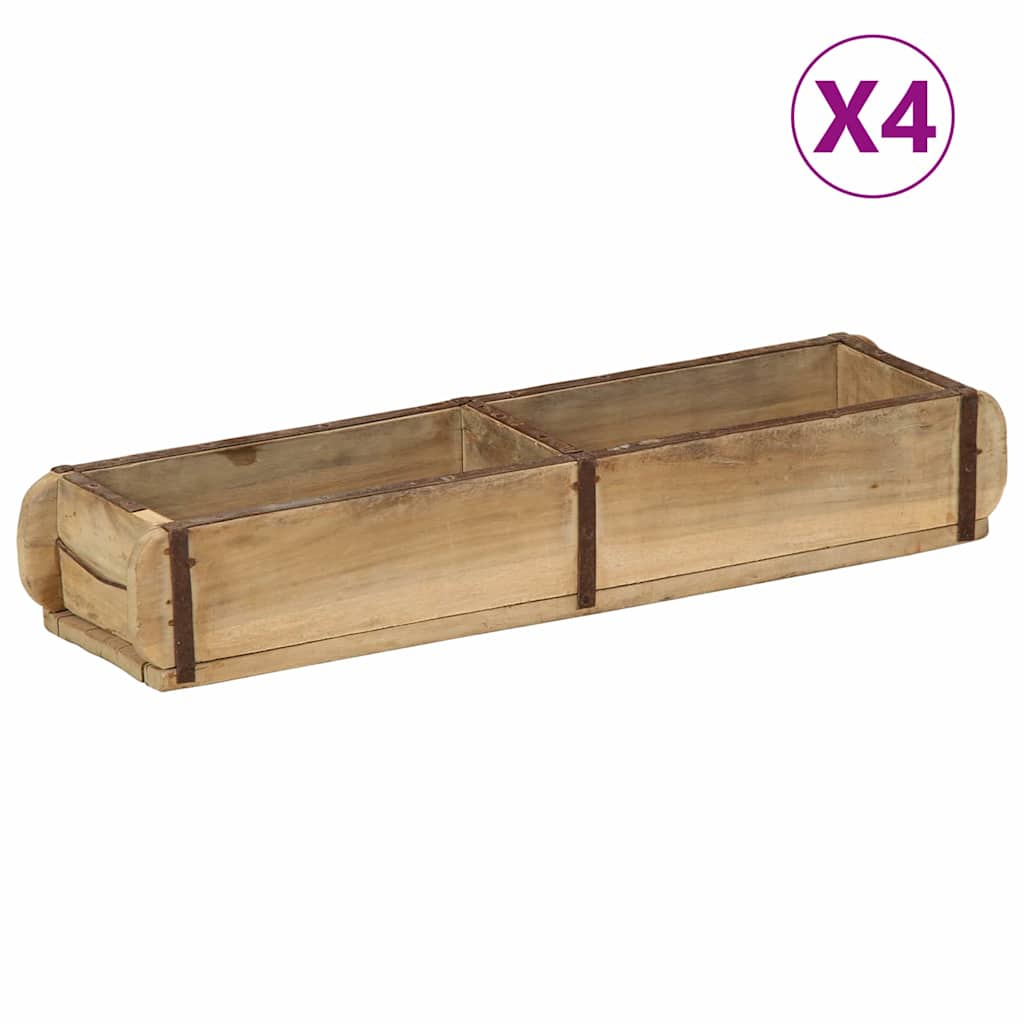 Træbakke sæt med 4 - brun, 57 × 15 × 9 cm, massivt genbrugstræ