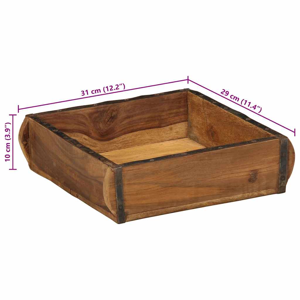 Bakke med opbevaring Brun 29 x 31 x 10 cm Solid genbrugs træ