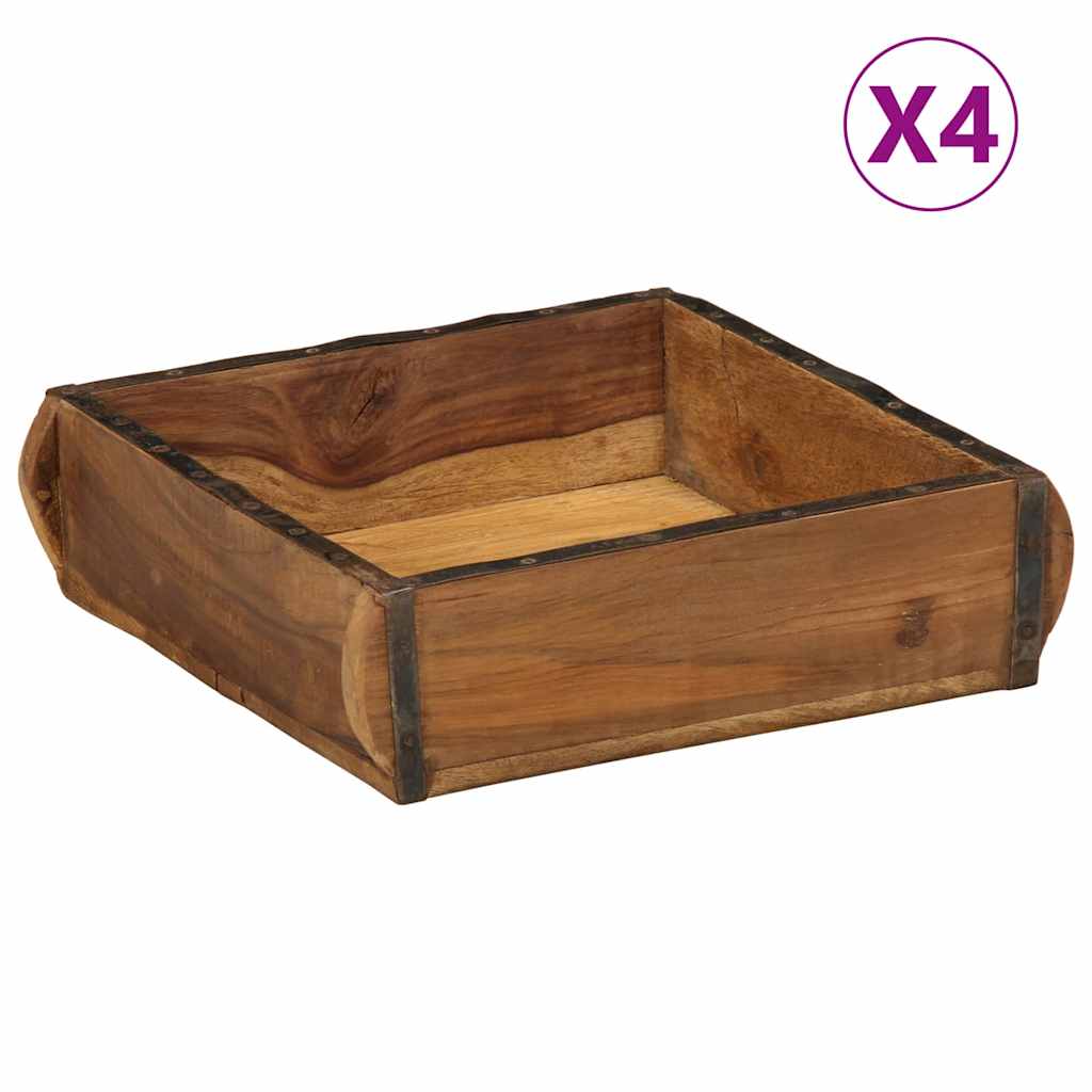 Bakke 4 pcs Brun 29 x 31 x 10 cm Solid genbrugs træ