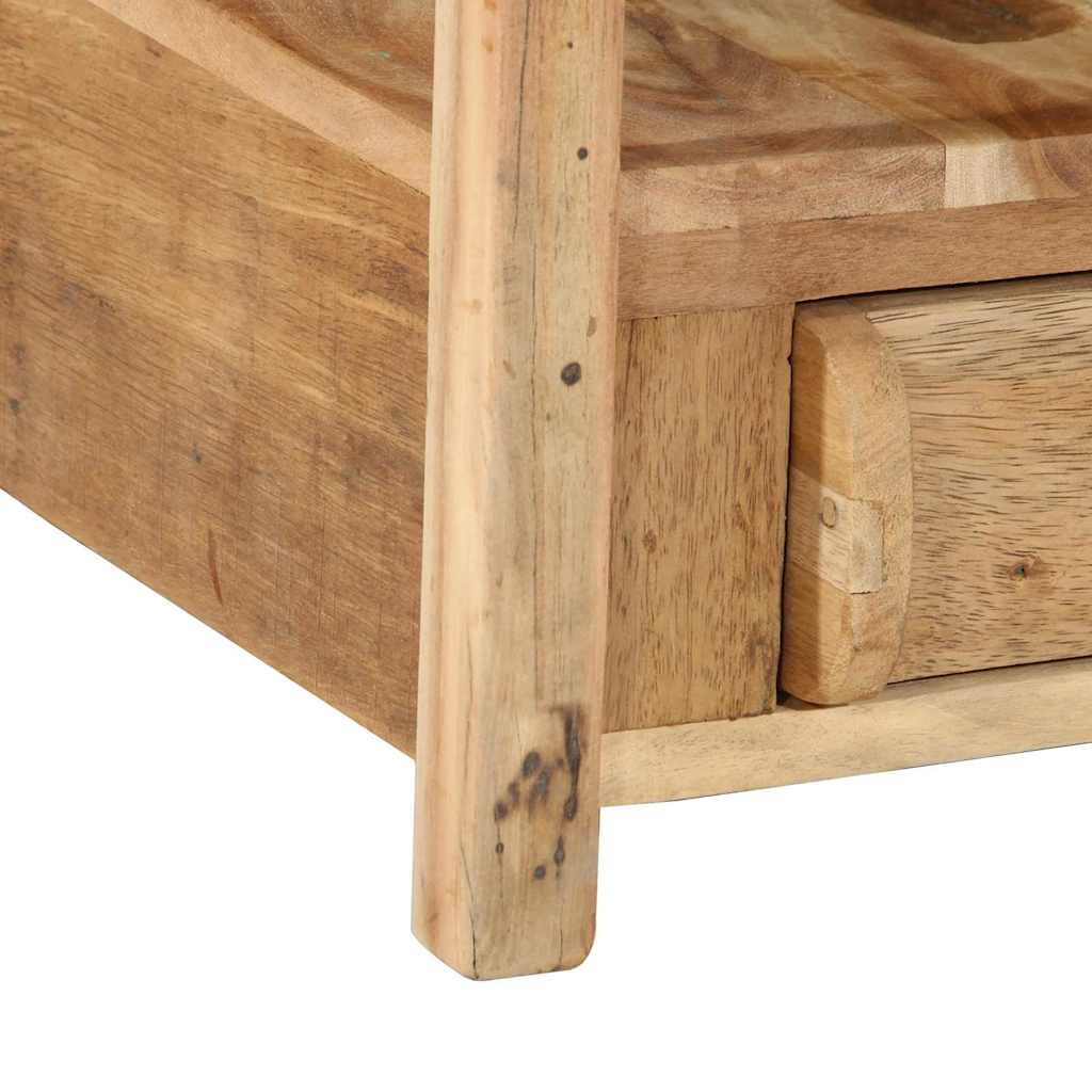 Endebord med skuffe Brun 43 x 32 x 46 cm Solid genbrugs træ