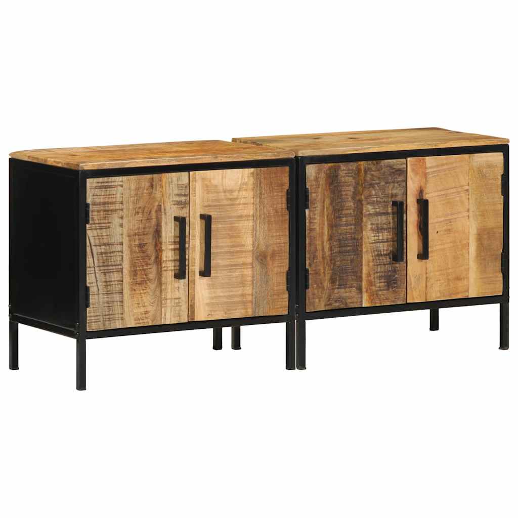Natskab 2 pcs Brun og sort 50 x 30 x 45 cm Massivt mangotræ