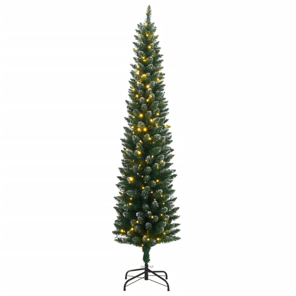 kunstigt smalt juletræ 150 LED'er hængslet 150 cm
