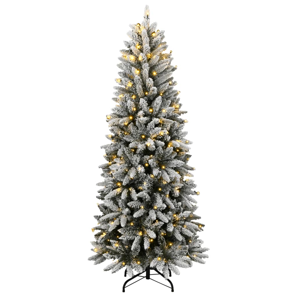 kunstigt juletræ med 300 LED'er og sne 210 cm
