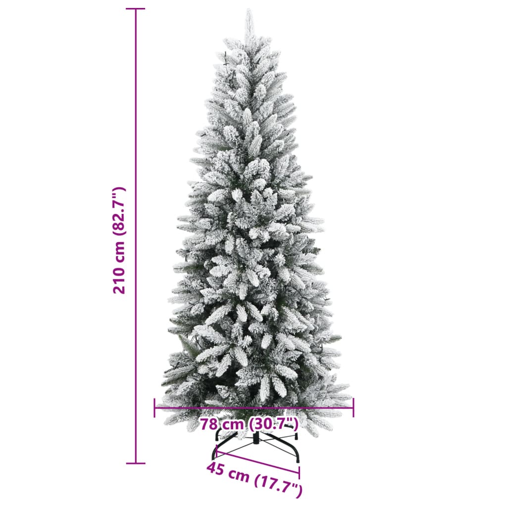 kunstigt juletræ med 300 LED'er og sne 210 cm