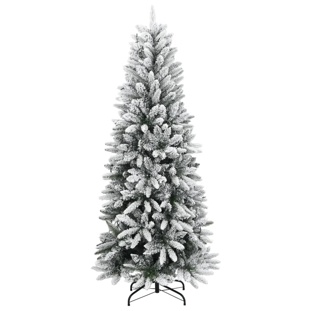 kunstigt juletræ med 300 LED'er og sne 210 cm