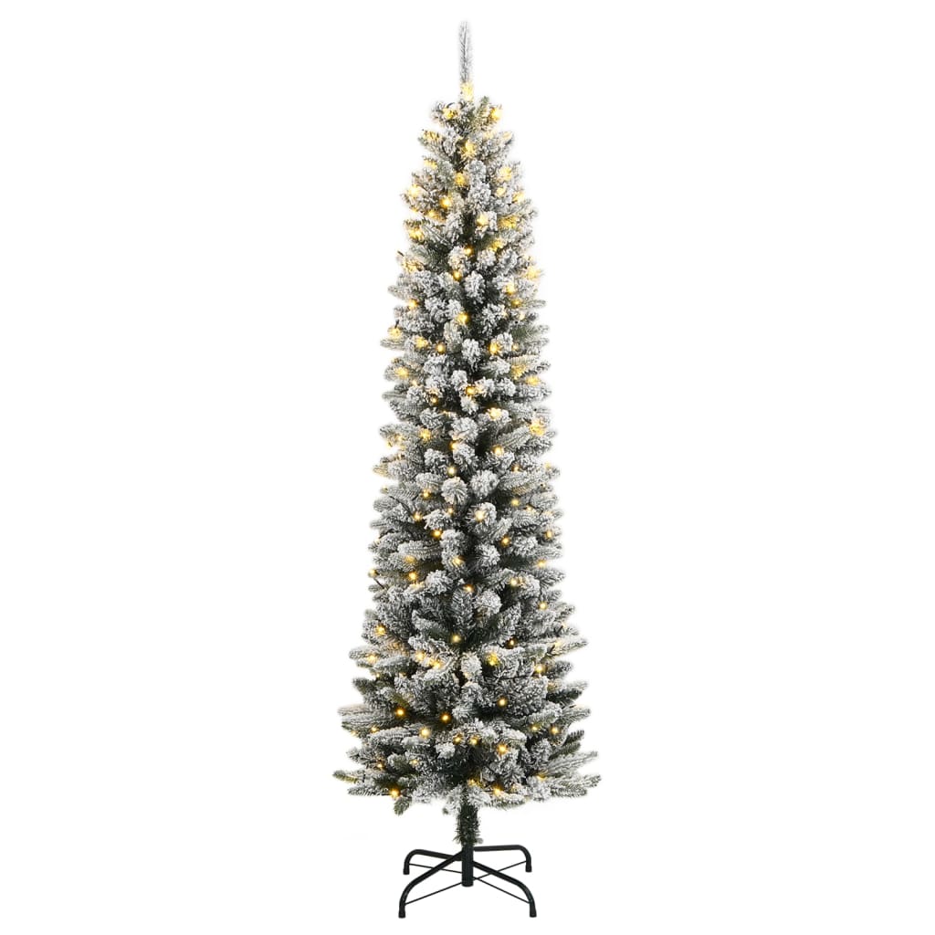 kunstigt juletræ med sne og 150 LED'er 150 cm