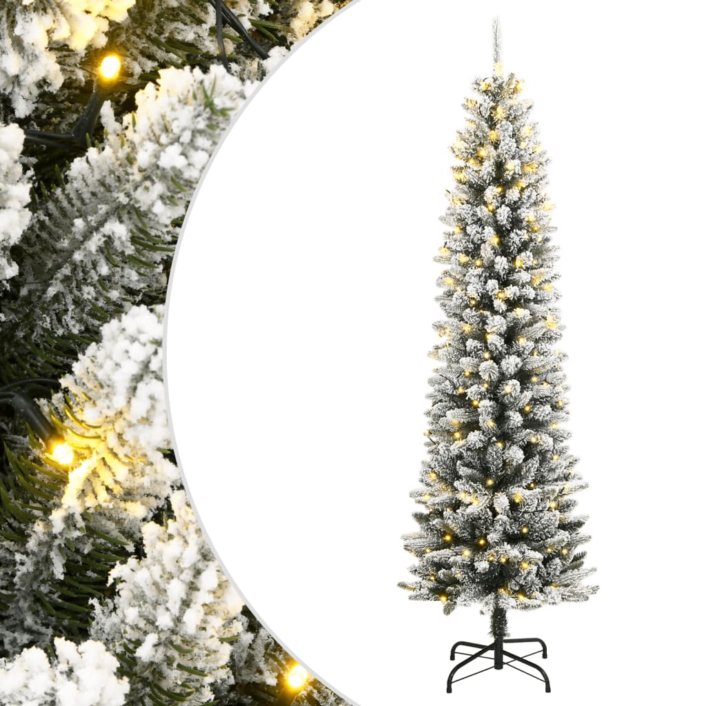 kunstigt juletræ med 300 LED'er og sne 210 cm