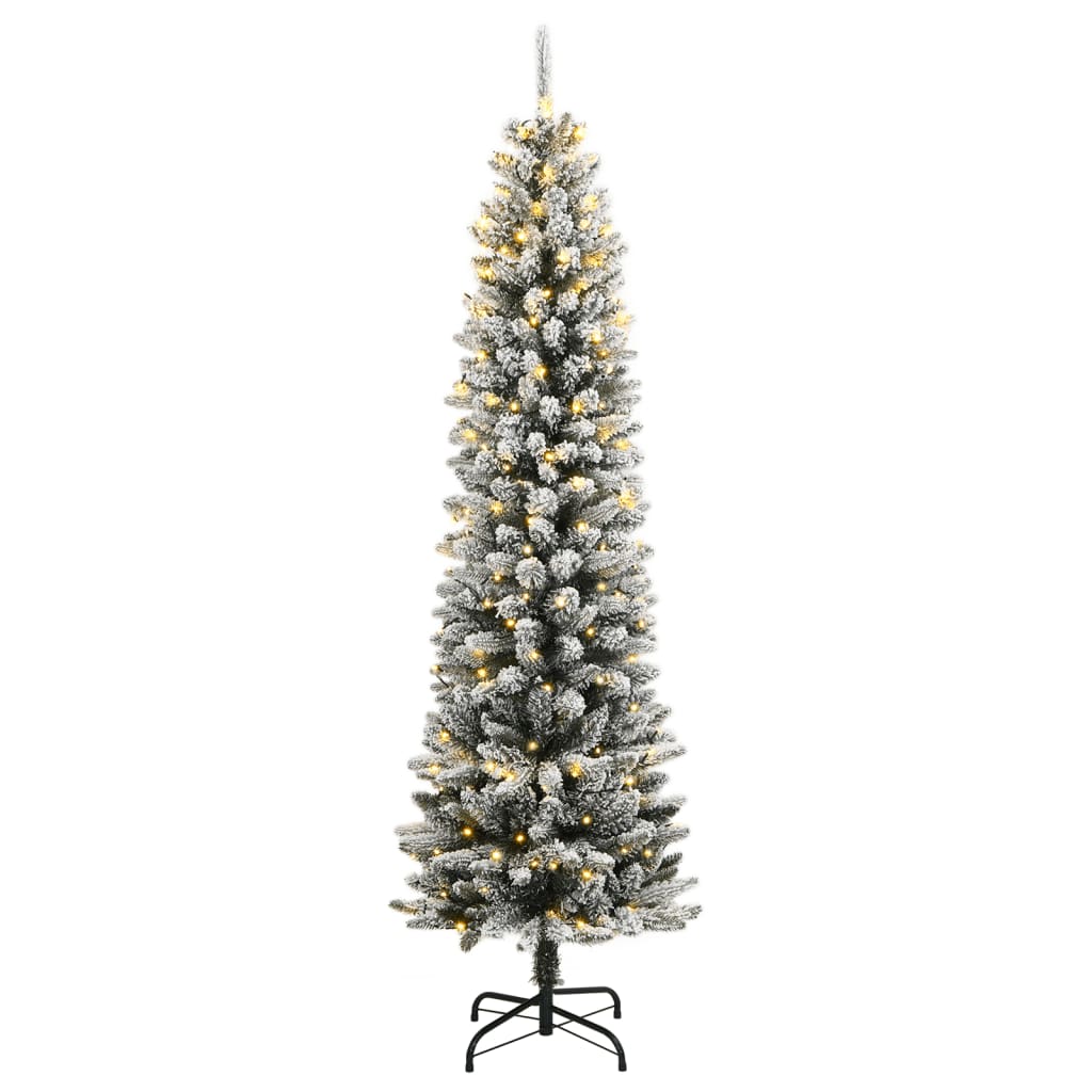 kunstigt juletræ med 300 LED'er og sne 240 cm
