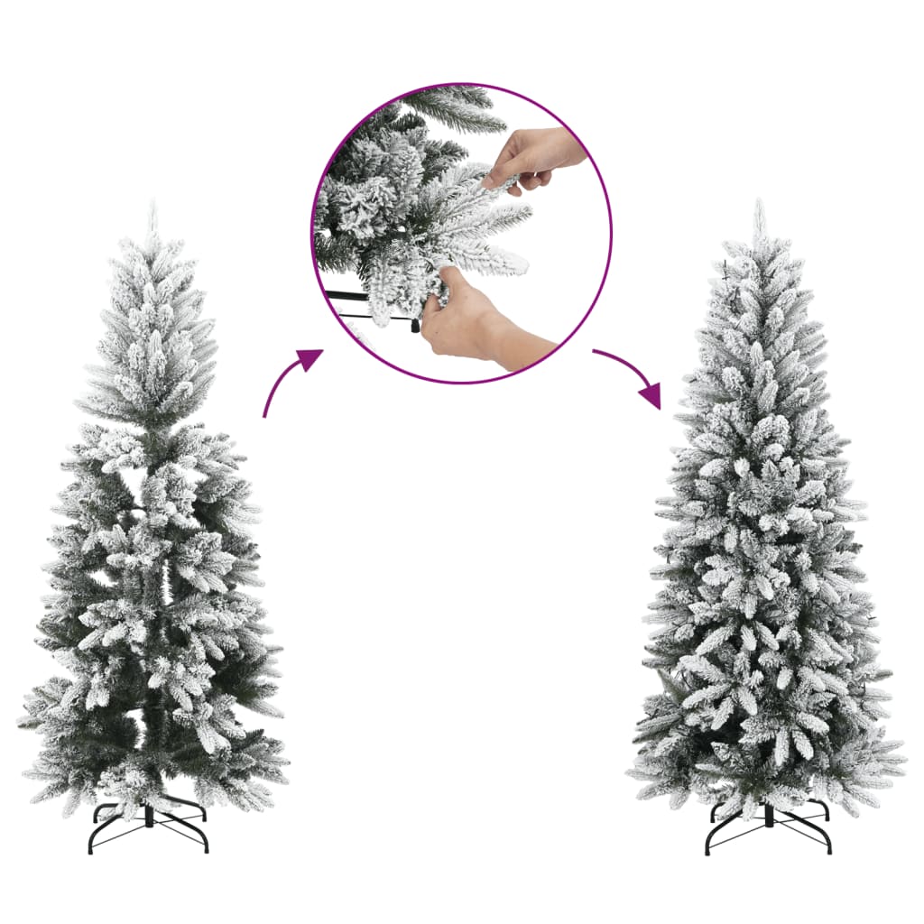 kunstigt juletræ med 300 LED'er og sne 240 cm