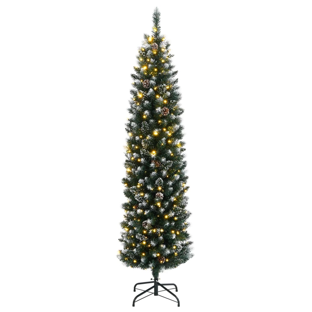 kunstigt smalt juletræ 150 LED'er hængslet 150 cm