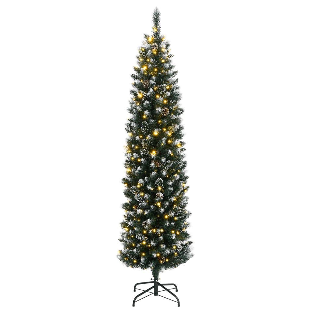 kunstigt smalt juletræ med 300 LED-lys 210 cm