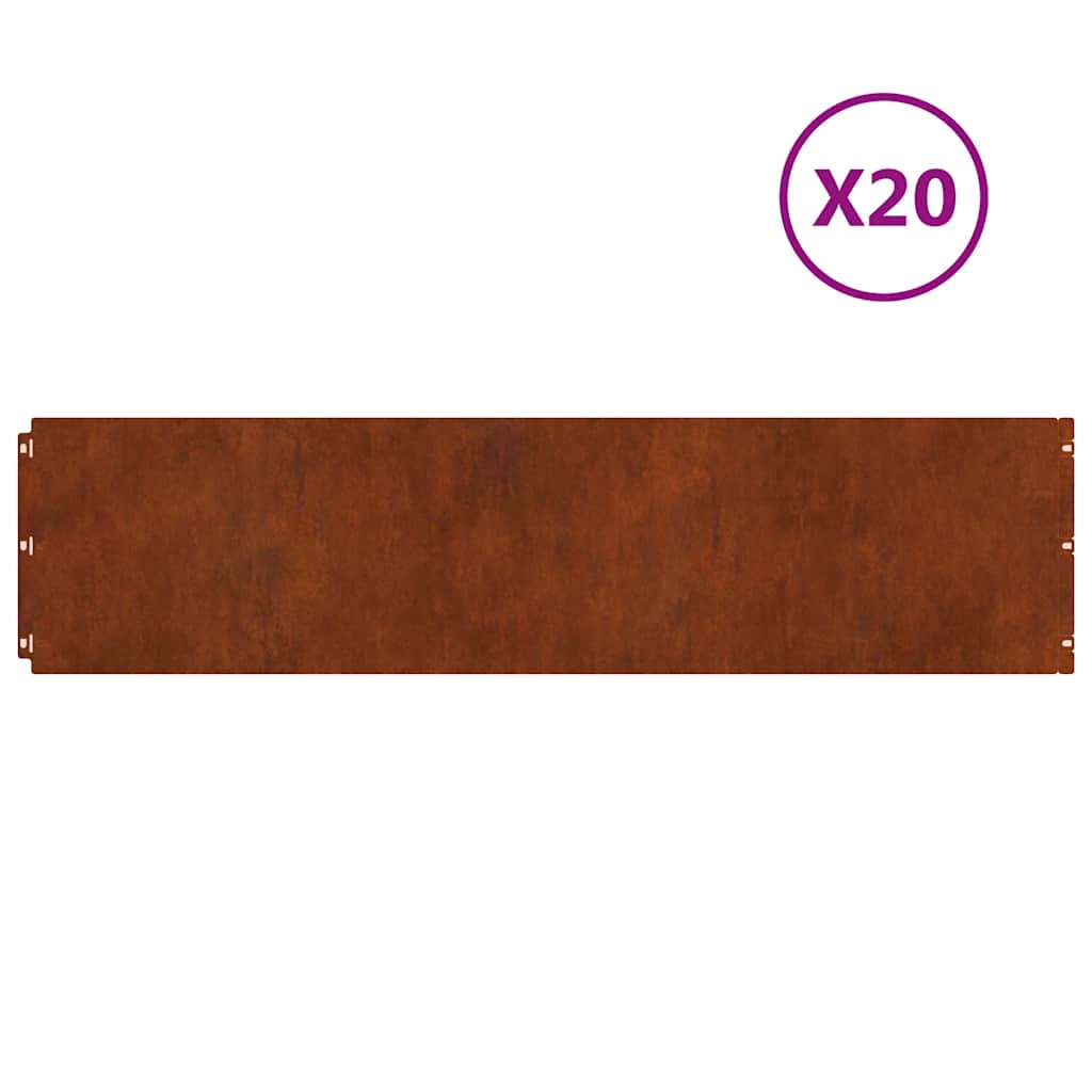 plænekanter 20 stk. 25x103 cm fleksibelt vejrbestandigt stål