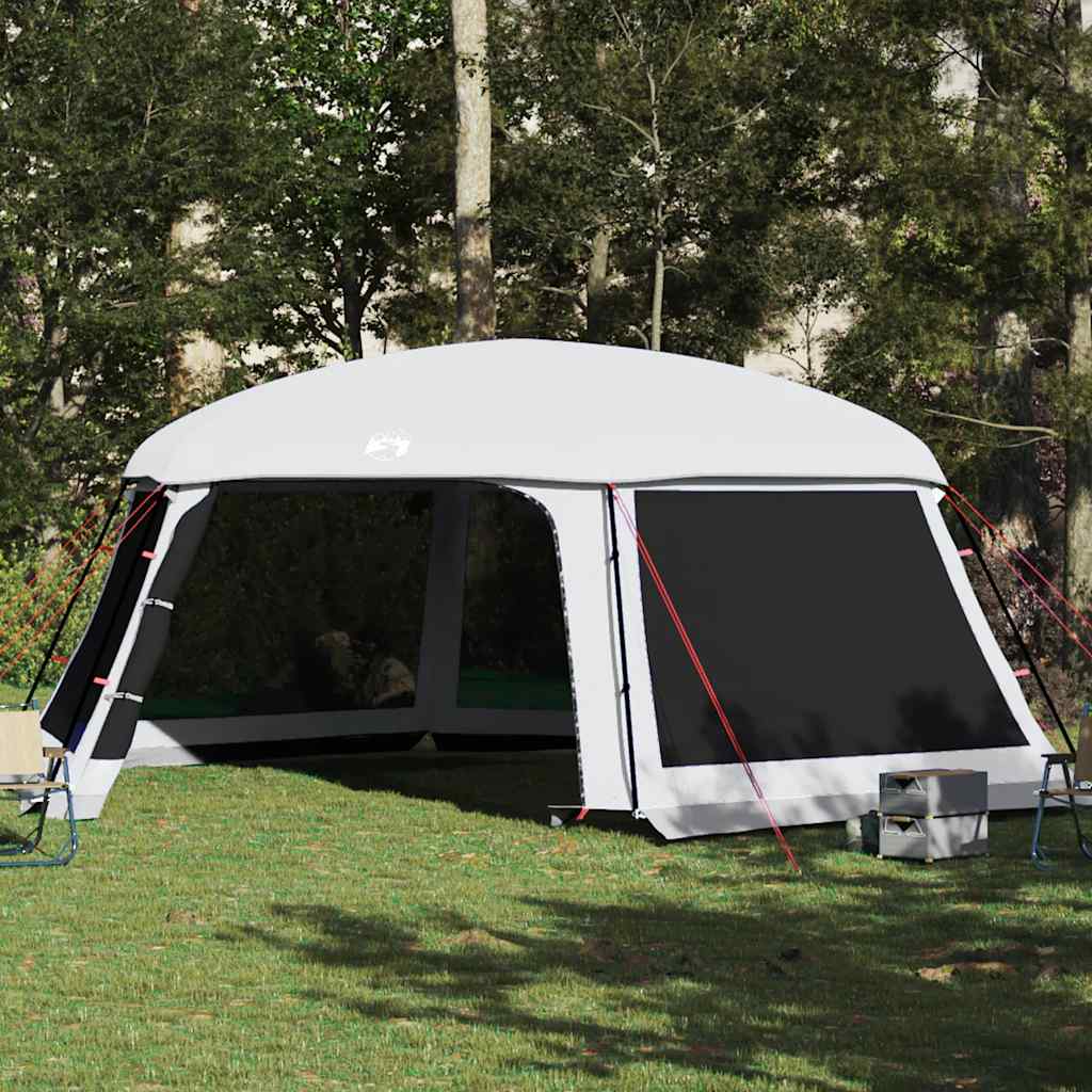 pooltelt med aftagelig flue og netvægge 670x590 cm grå