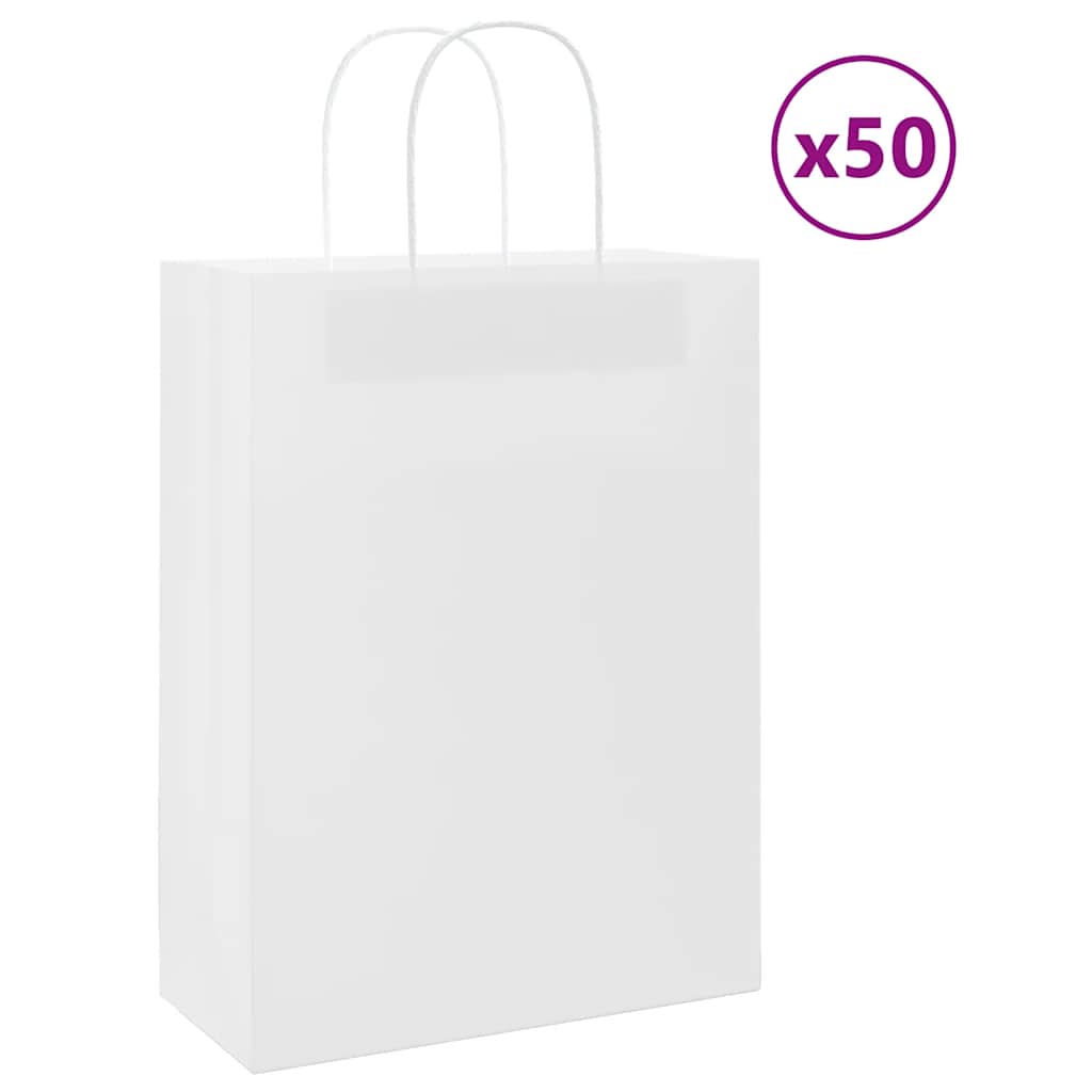 papirposer 50 stk. med håndtag 26x12x35 cm hvid billede