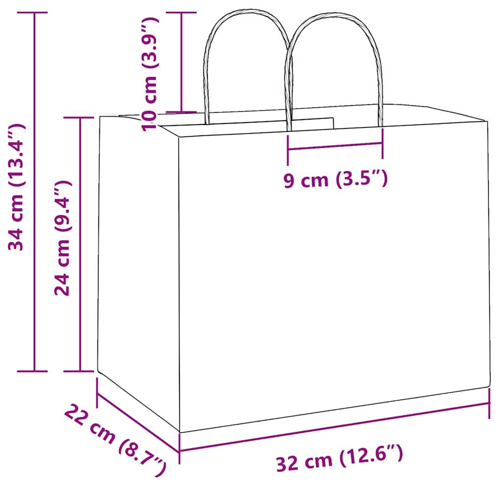 papirposer 250 stk. med håndtag 32x22x24 cm hvid