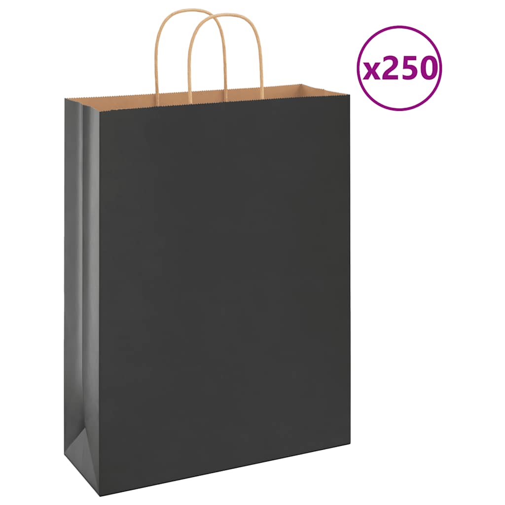 papirposer 250 stk. med håndtag 32x12x42 cm sort