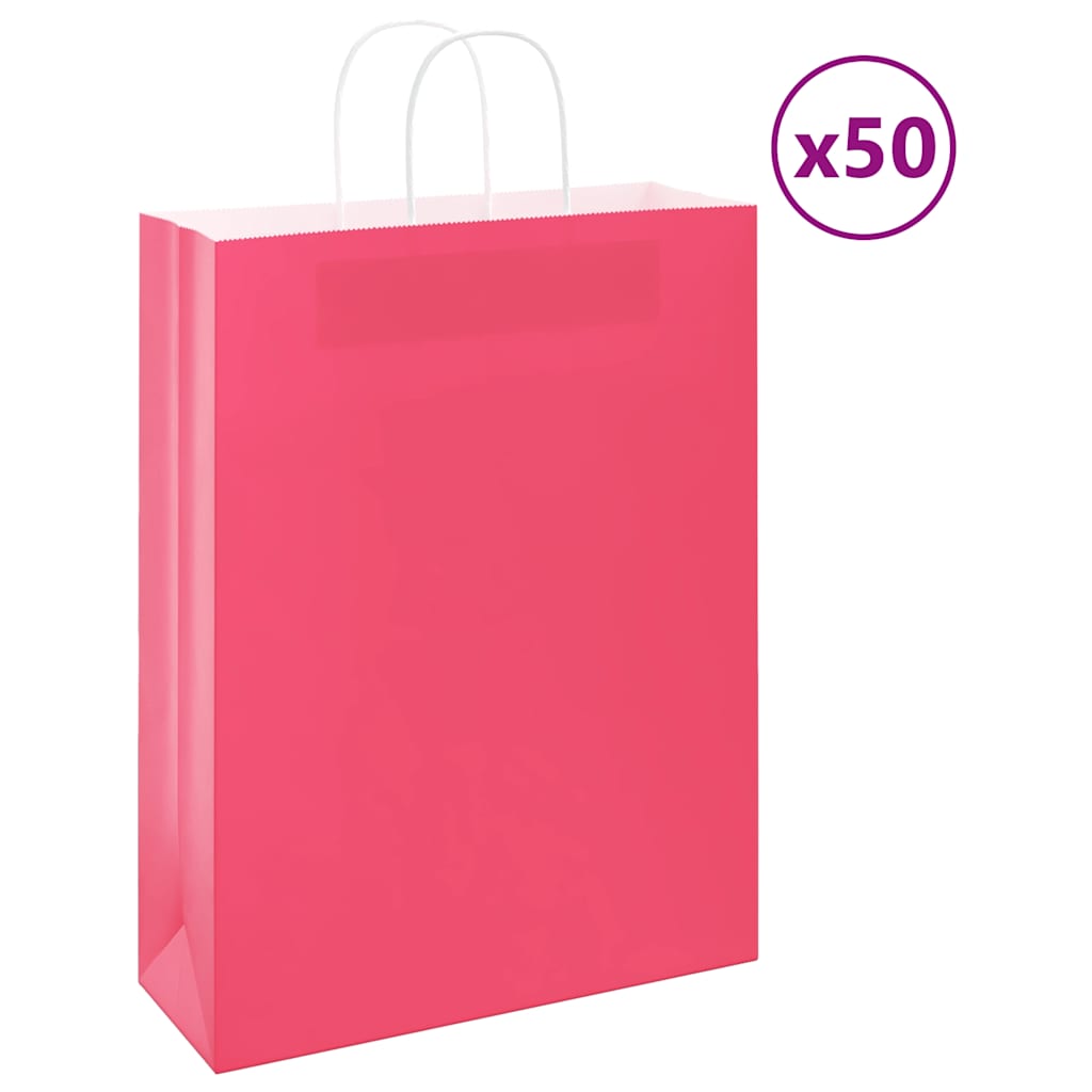papirposer 50 stk. med håndtag 32x12x42 cm lyserød billede