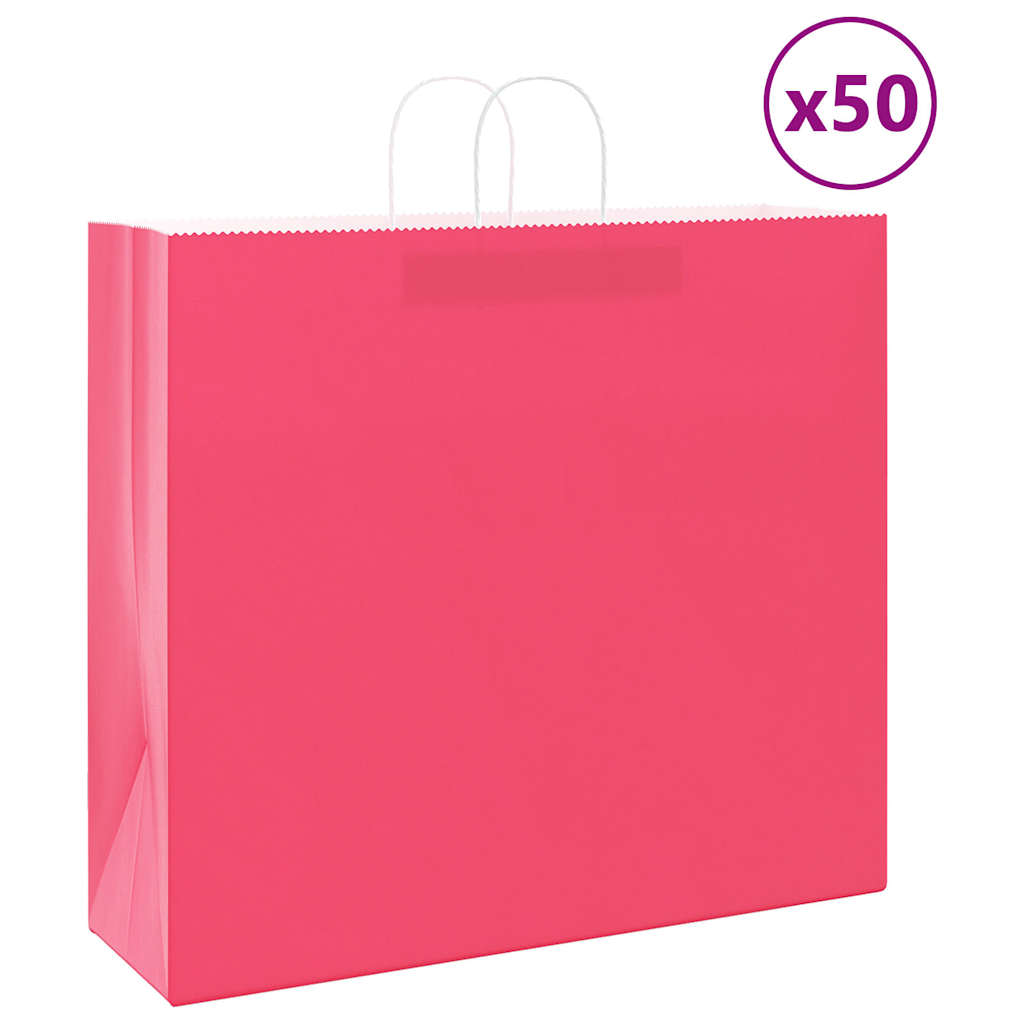 papirposer 50 stk. med håndtag 54x15x49 cm lyserød billede