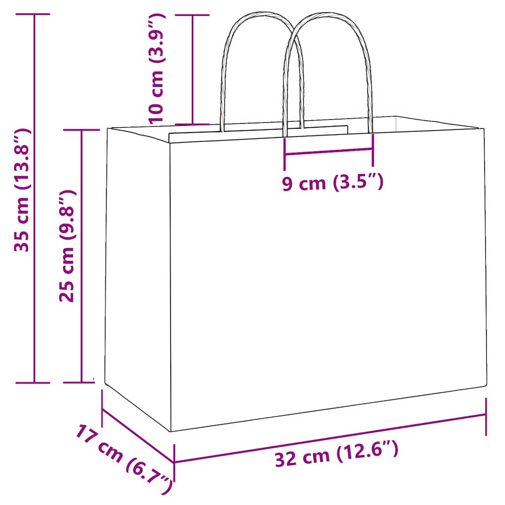 papirposer 250 stk. med håndtag 32x17x25 cm lyserød
