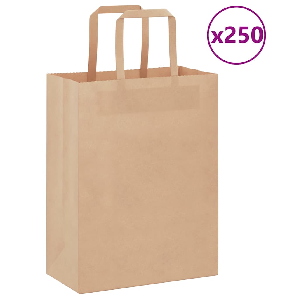 Papirposer 250 stk. med hÃ¥ndtag 21x11x28 cm brun