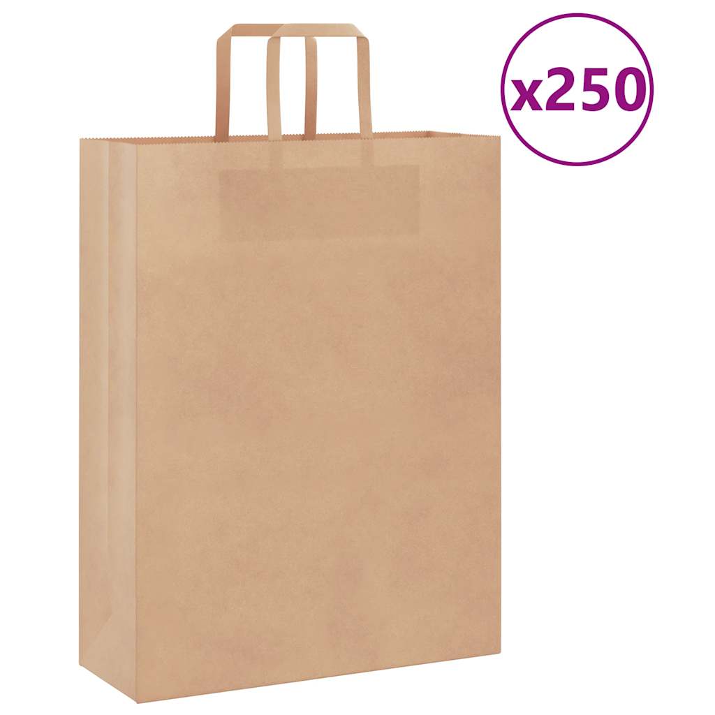 Papirposer 250 stk. med hÃ¥ndtag 32x12x42 cm brun