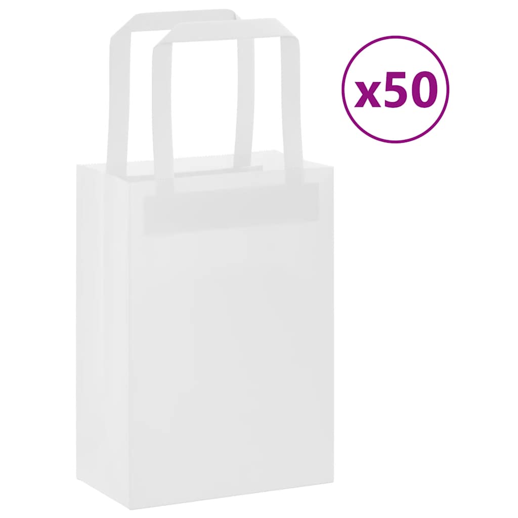 papirposer 50 stk. med håndtag 15x8x21 cm hvid billede