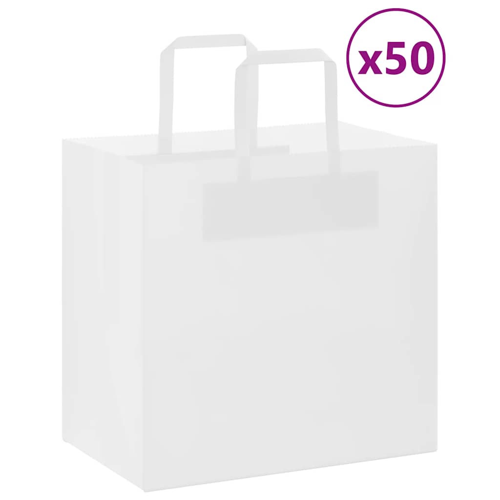 papirposer 50 stk. med håndtag 26x17x25 cm hvid billede