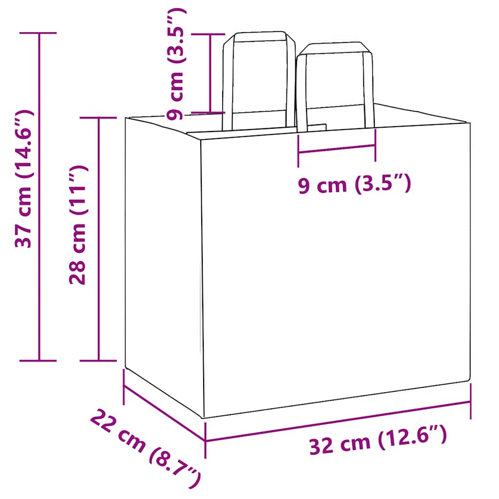 papirposer 250 stk. med håndtag 32x22x28 cm hvid